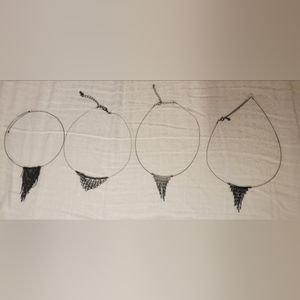 4 black round choker fashion vintage necklaces 90s Gothic adjustable lengths